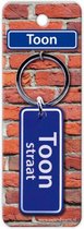 sleutelhanger straatnaam Toon 9 cm staal blauw