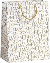 cadeautas Merry Christmas 26 x 34 cm papier wit/goud