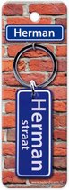 sleutelhanger straatnaam Herman 9 cm staal blauw