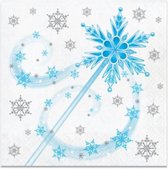 servetten snow princess wand 33 cm blauw 16 stuks