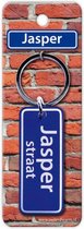 sleutelhanger straatnaam Jasper 9 cm staal blauw