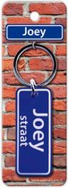 sleutelhanger straatnaam Joey 9 cm staal blauw