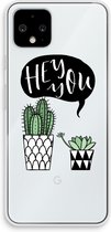 Case Company® - Google Pixel 4 hoesje - Hey you cactus - Soft Cover Telefoonhoesje - Bescherming aan alle Kanten en Schermrand