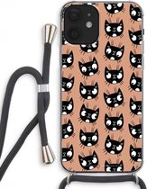 Case Company® - iPhone 12 hoesje met Koord - Kat - Telefoonhoesje met Zwart Koord - Extra Bescherming aan alle Kanten en Over de Schermrand