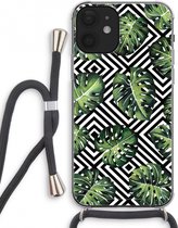 Case Company® - iPhone 12 mini hoesje met Koord - Geometrische jungle - Telefoonhoesje met Zwart Koord - Extra Bescherming aan alle Kanten en Over de Schermrand