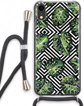 Case Company® - iPhone XR hoesje met Koord - Geometrische jungle - Telefoonhoesje met Zwart Koord - Extra Bescherming aan alle Kanten en Over de Schermrand