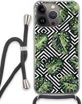 Case Company® - iPhone 13 Pro hoesje met Koord - Geometrische jungle - Telefoonhoesje met Zwart Koord - Extra Bescherming aan alle Kanten en Over de Schermrand