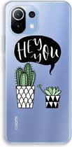 Case Company® - Xiaomi Mi 11 Lite hoesje - Hey you cactus - Soft Cover Telefoonhoesje - Bescherming aan alle Kanten en Schermrand