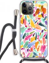 Case Company® - iPhone 12 Pro Max hoesje met Koord - Watercolor Brushstrokes - Telefoonhoesje met Zwart Koord - Extra Bescherming aan alle Kanten en Over de Schermrand