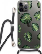 Case Company® - iPhone 13 Pro Max hoesje met Koord - Tropische bladeren - Telefoonhoesje met Zwart Koord - Extra Bescherming aan alle Kanten en Over de Schermrand