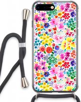 Case Company® - iPhone 7 PLUS hoesje met Koord - Little Flowers - Telefoonhoesje met Zwart Koord - Extra Bescherming aan alle Kanten en Over de Schermrand