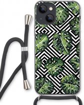 Case Company® - iPhone 13 hoesje met Koord - Geometrische jungle - Telefoonhoesje met Zwart Koord - Extra Bescherming aan alle Kanten en Over de Schermrand
