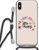 Case Company® - iPhone X hoesje met Koord - Happy days - Telefoonhoesje met Zwart Koord - Extra Bescherming aan alle Kanten en Over de Schermrand