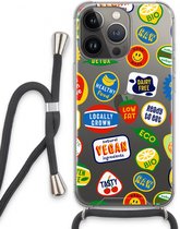 Case Company® - iPhone 13 Pro hoesje met Koord - Fruitsticker - Telefoonhoesje met Zwart Koord - Extra Bescherming aan alle Kanten en Over de Schermrand