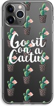 Case Company® - iPhone 11 Pro Max hoesje - Cactus quote - Soft Cover Telefoonhoesje - Bescherming aan alle Kanten en Schermrand