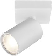 LED Plafondspot - Brinton Betin - GU10 Fitting - 1-lichts - Rond - Mat Wit - Kantelbaar - Aluminium