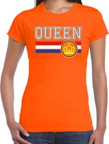 Koningsdag t-shirt Queen - oranje - dames - koningsdag outfit / kleding XXL