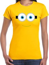 Geel poppetje verkleed t-shirt geel voor dames - Carnaval fun shirt / kleding / kostuum XXL