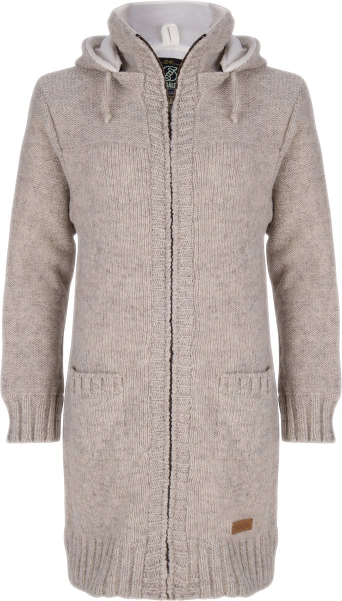 Gebreid Wollen Dames Vest van Schapenwol met Polyester Fleece voering en vaste capuchon SHAKALOHA W Brizo ZH Beige