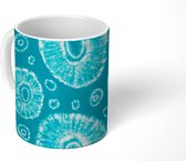 Mok - Patroon - Tie dye - Wit - Blauw - Verf - Mokken - 350 ML - Beker - Uitdeelcadeautjes