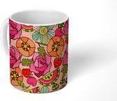 Mok - Koffiemok - Regenboog - Fruit - Bloemen - Hippie - Patroon - Mokken - 350 ML - Beker - Koffiemokken - Theemok