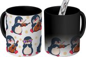 Magische Mok - Foto op Warmte Mokken - Koffiemok - Pinguïn - Muziek - Gitaar - Kinderen - Patroon - Magic Mok - Beker - 350 ML - Theemok
