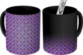 Magische Mok - Foto op Warmte Mokken - Paars - Bloemen - Patroon - Modernisme - Mucha - Magic Mok - Beker - 350 ML - Uitdeelcadeautjes
