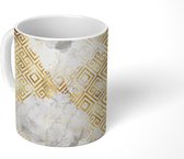 Mok - Goud - Marmer print - Patronen - Geometrie - Mokken - 350 ML - Beker - Uitdeelcadeautjes