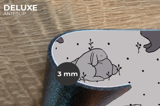 Set de table - Napperons en plastique - Lapins - Animaux - Sommeil - Enfants - Motifs - 45x30 cm - 6 pièces - Résistant à la chaleur - Antidérapant - Coussinet - Amovible