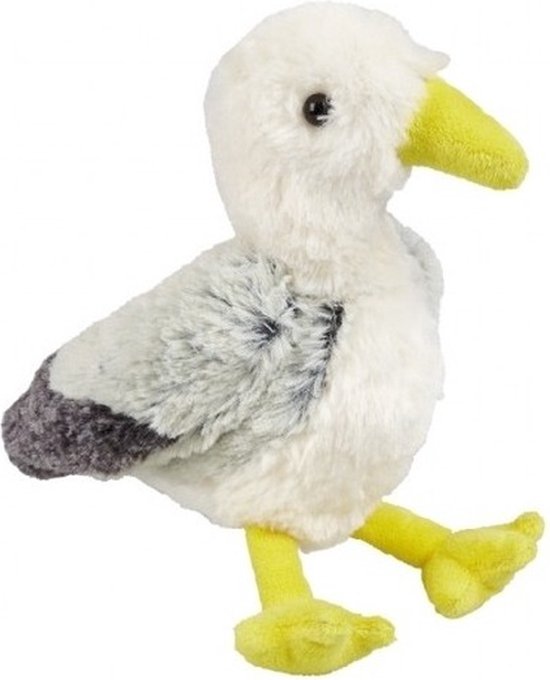 Pluche wit/grijze zeemeeuw knuffel 20 cm - Vogel knuffels - Speelgoed voor kinderen