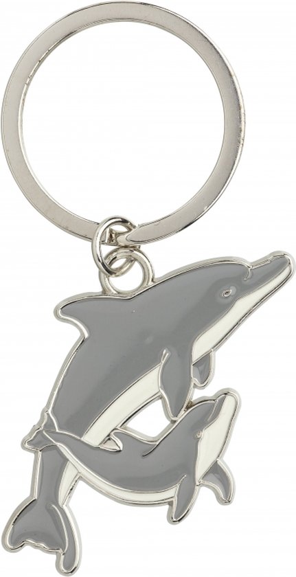 Metalen dolfijn sleutelhanger 5 cm