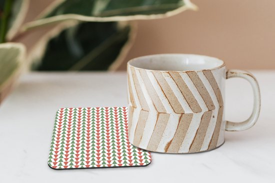 Sous-verres pour verres - Noël - Motifs - Driehoek - 10x10 cm - Sous-verres en verre - 6 pièces