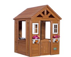 Backyard Discovery Timberlake Speelhuis in Bruin - Houten Speelhuisje met Speelkeuken, Telefoon en meer accessoires - Speelhuis voor de tuin / buiten