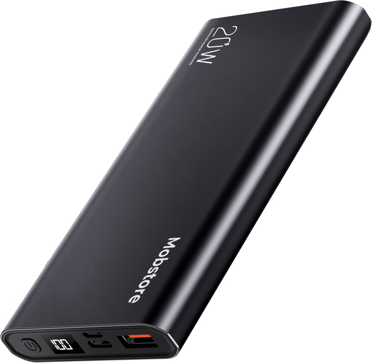 Mobstore Powerbank - Zwart - 20W Fast Charge - 10.000mAh - Aluminium Behuizing - LED Display - Mobiele oplader
