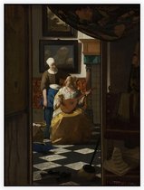 De liefdesbrief, Johannes Vermeer - Foto op Akoestisch paneel - 60 x 80 cm