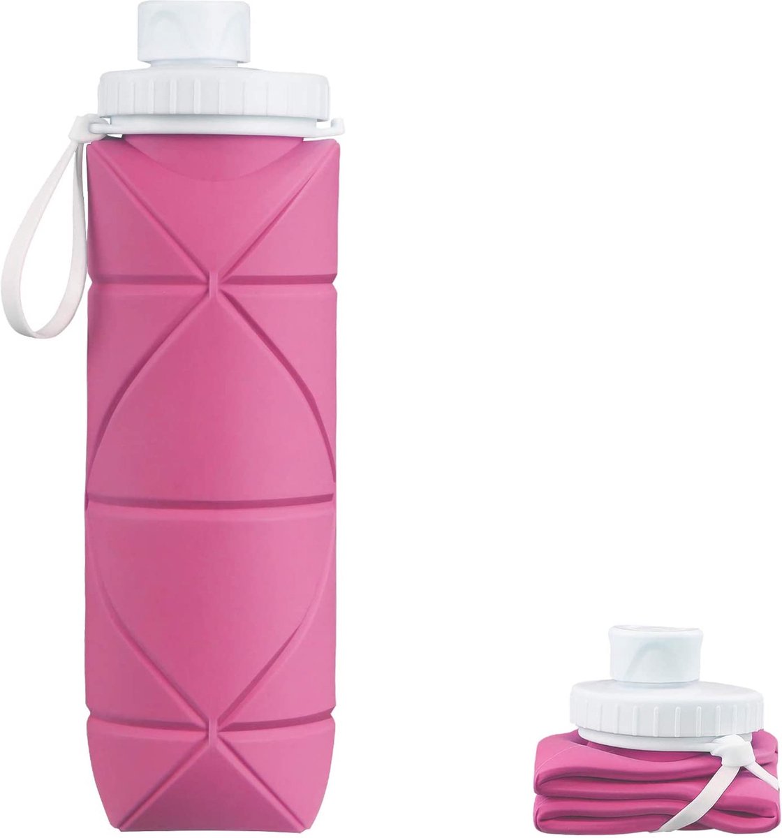YONO Opvouwbare Waterfles - Siliconen Drinkfles voor Onderweg - Compact en BPA-vrij - 600 ML - Roze