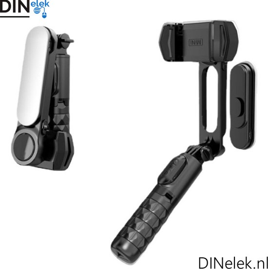 DINelek® - Mini - Anti-shake Gimbal - Mobiele Telefoon Stabilisator - Portable Gimbal - Met Led Verlichting - TikTok - Vloggen - Smartphone...