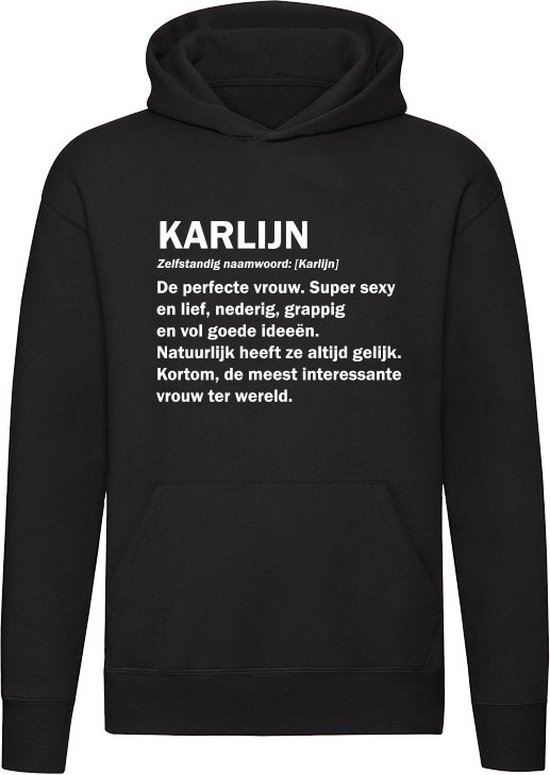 Karlijn grappige Hoodie | verjaardag | cadeau | kado | Unisex | Trui | Sweater | Capuchon | Zwart
