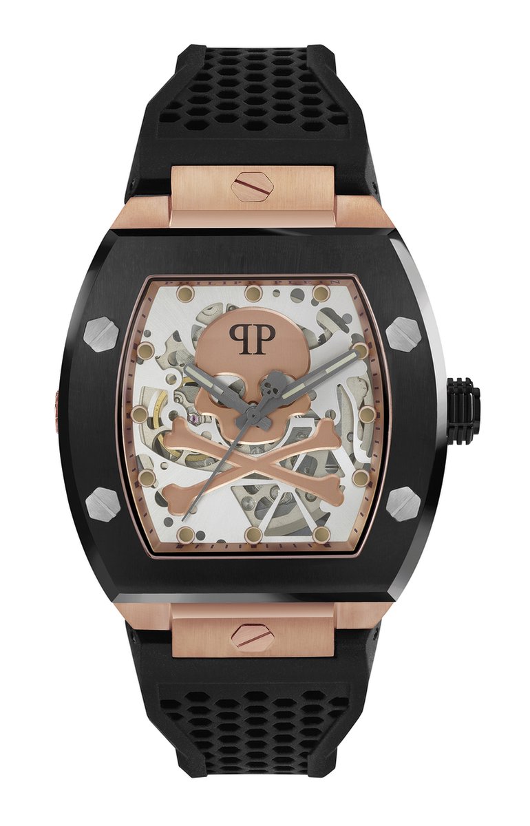 Philipp Plein The $Keleton PWBAA0121 Horloge - Siliconen - Zwart - Ø 44 mm