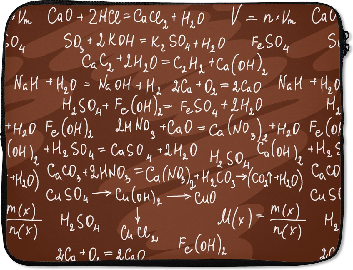 Laptophoes 15.6 inch - Nummer - Formule - Scheikunde - Cijfers - Patronen - Laptop sleeve - Binnenmaat 37x26 cm - Zwarte achterkant