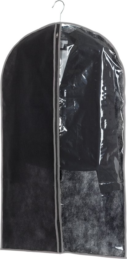 Kleding/beschermhoes zwart 100 cm inclusief kledinghangers - Kledingzak met klerenhangers