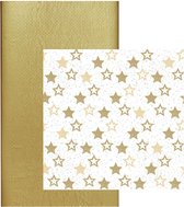 Nappe/nappe en papier or avec serviettes étoiles - Table de Noël