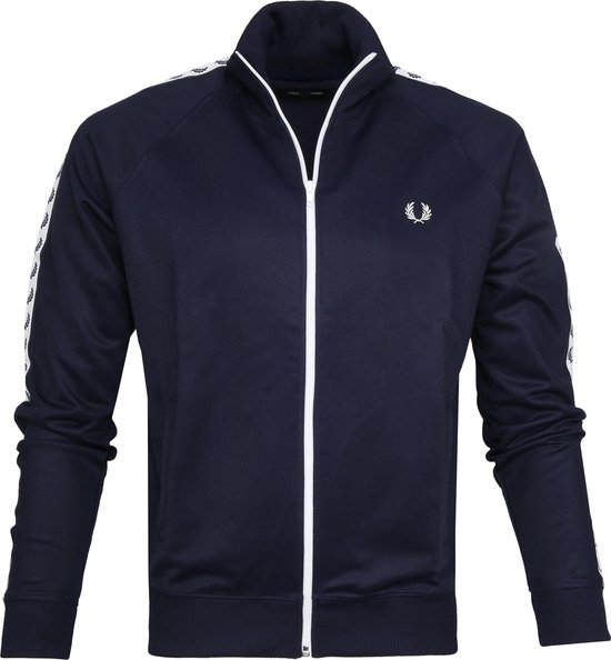 Fred Perry - Taped Track Jacket Donkerblauw - Heren - Maat S - Modern-fit