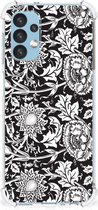 Telefoon Hoesje Geschikt voor Samsung Galaxy A13 (4G) Back Case Siliconen Hoesje met transparante rand Zwart Bloemen