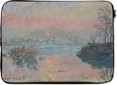 Laptophoes 14 inch - Sunset on the seine at lavacourt - Schilderij van Claude Monet - Laptop sleeve - Binnenmaat 34x23,5 cm - Zwarte achterkant