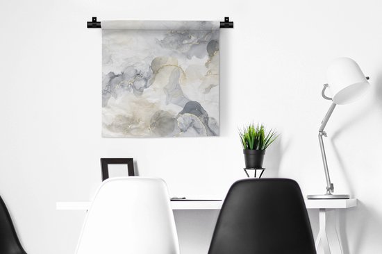 Tapisserie - Tissu mural - Marbre - Or - Zwart - 60x60 cm - Tapisserie