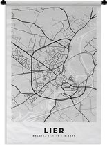 Tapisserie - Tapisserie - Plan de Ville - Carte - België - Zwart Wit - Lier - Carte - 90x135 cm - Tapisserie