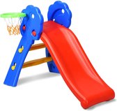 Kleuter glijbaan, vrijstaande kinderglijbaan met basketbalring en ladder, binnen / buiten kleuter klimmer en glijbaan set voor kinderen in de leeftijd van 1-3 jaar