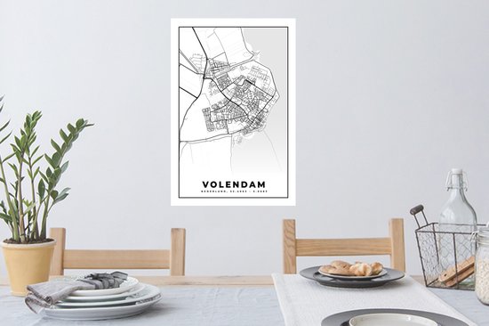 Stickers muraux - Carte - Volendam - 40x60 cm - Feuille adhésive - Plan de la ville