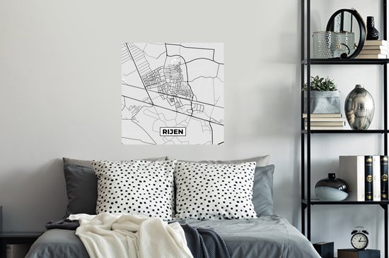 Muurstickers - Sticker Folie - Rijen - Plattegrond - Kaart - Stadskaart - Zwart Wit - Nederland - 80x80 cm - Plakfolie - Muurstickers Kinderkamer - Zelfklevend Behang - Zelfklevend behangpapier - Stickerfolie